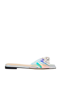 Double Bow rhinestone mules - Iridescent