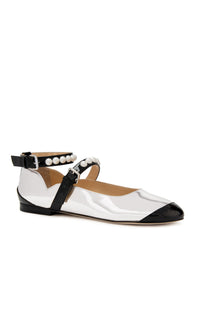 Mirrored leather ballerinas - Silver