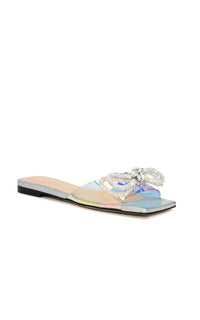 Double Bow rhinestone mules - Iridescent
