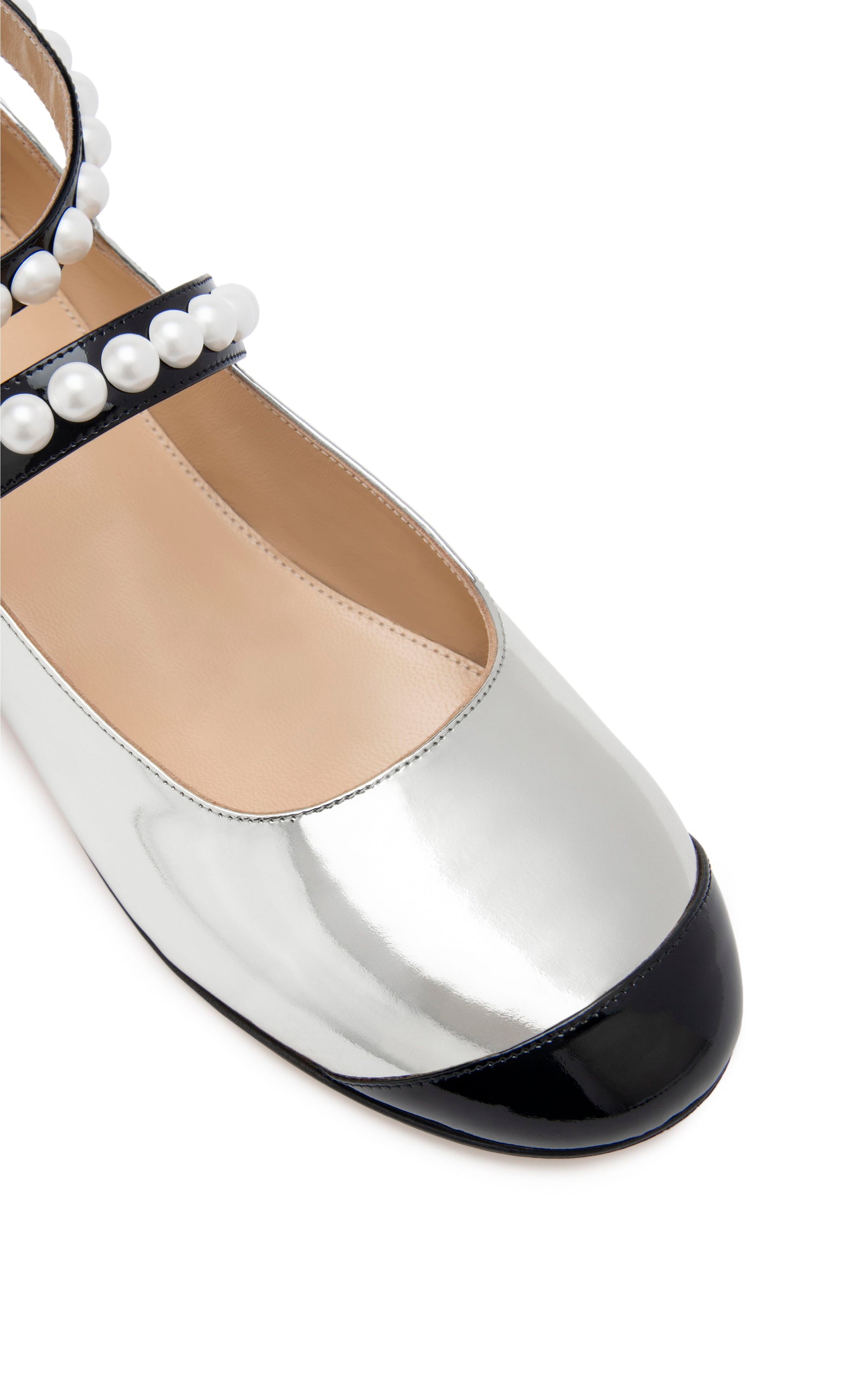 Mirrored leather ballerinas - Silver