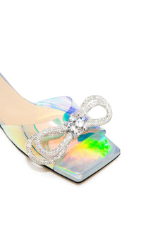 Double Bow rhinestone mules - Iridescent