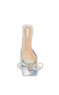 Double Bow rhinestone mules - Iridescent
