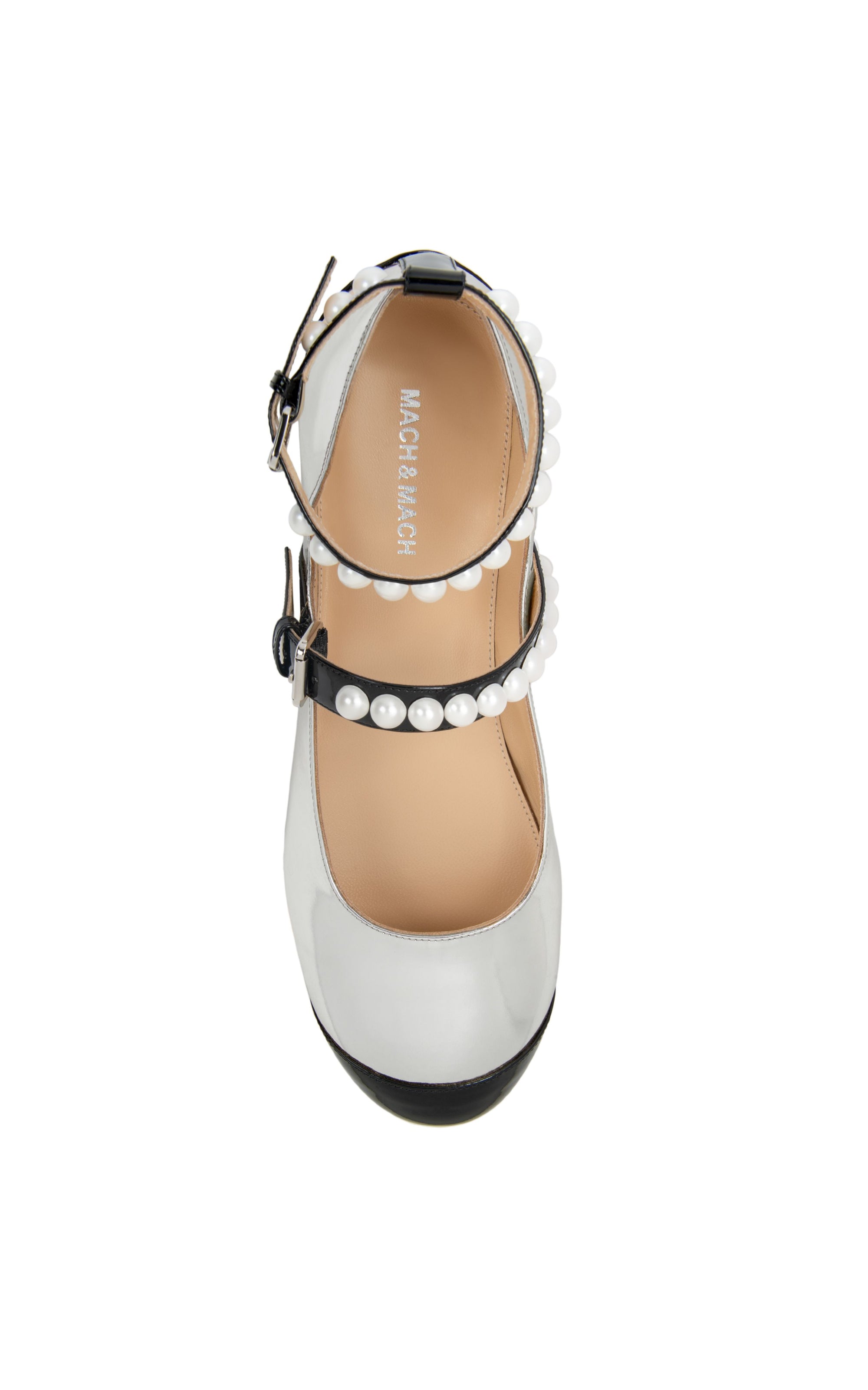 Mirrored leather ballerinas - Silver