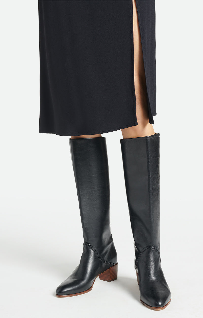 Bottes hautes 45 en cuir - Noir