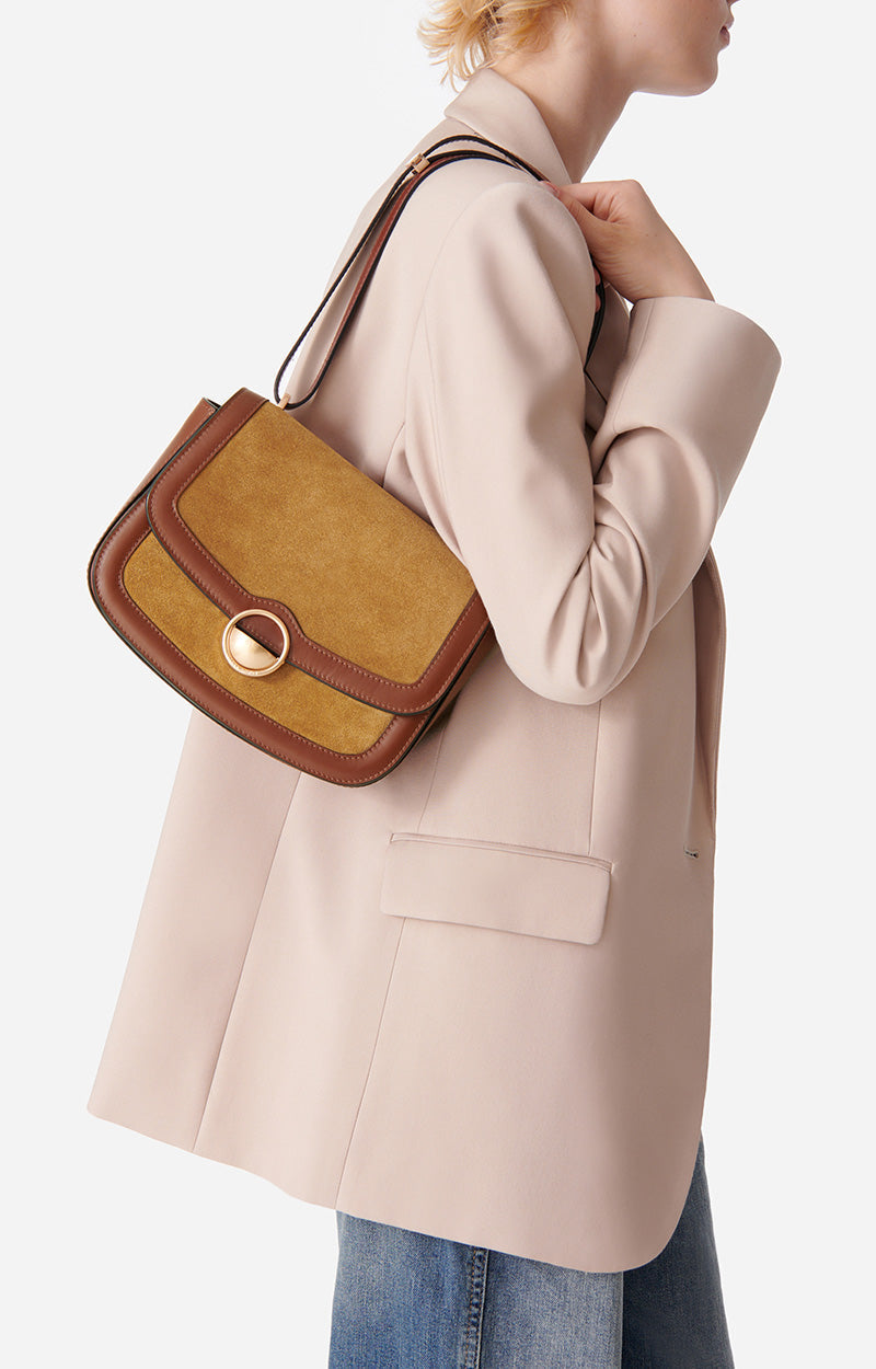 Sac à rabat Romy en cuir - Noisette & Caramel
