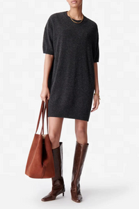 Robe courte Bleuet en laine - Charbon