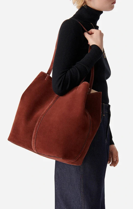 Grand cabas Daily en daim - Cognac