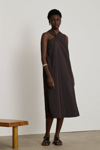 MARRON FONCE ROBE CHAINE & TRAME EMNA