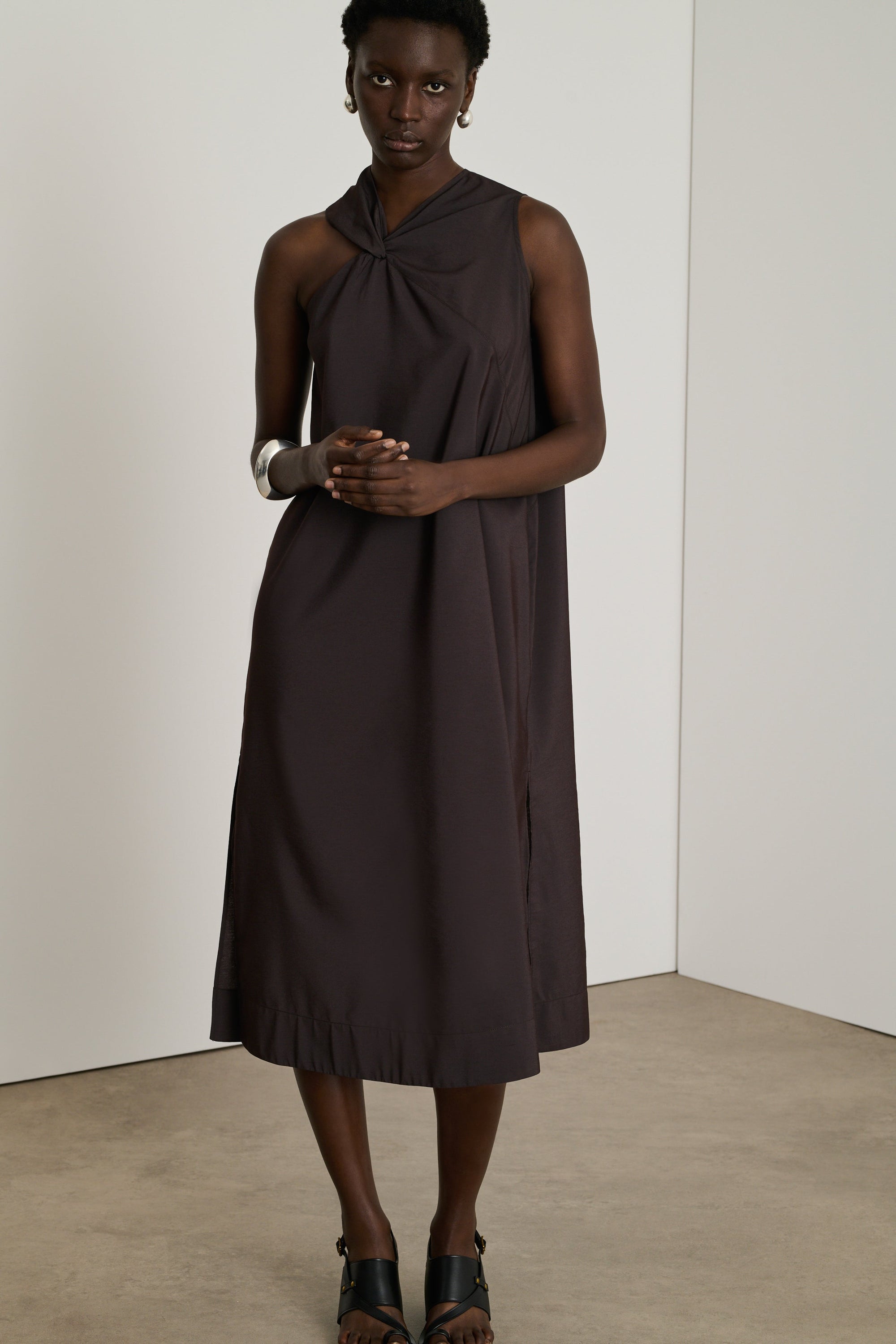 MARRON FONCE ROBE CHAINE & TRAME EMNA