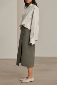 Cotton Bermuda Shirt - Grey Green & White