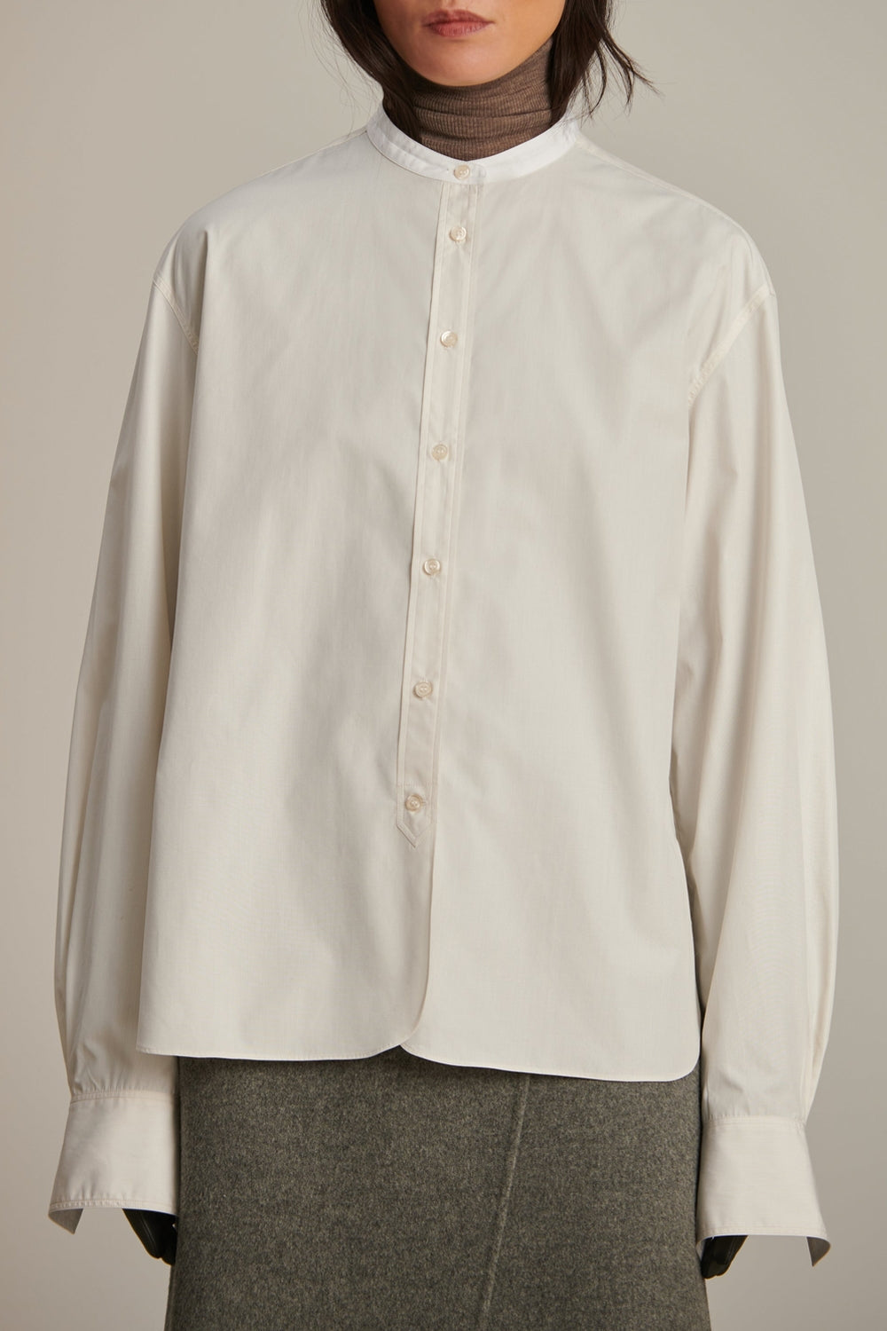 Cotton Bermuda Shirt - Grey Green & White