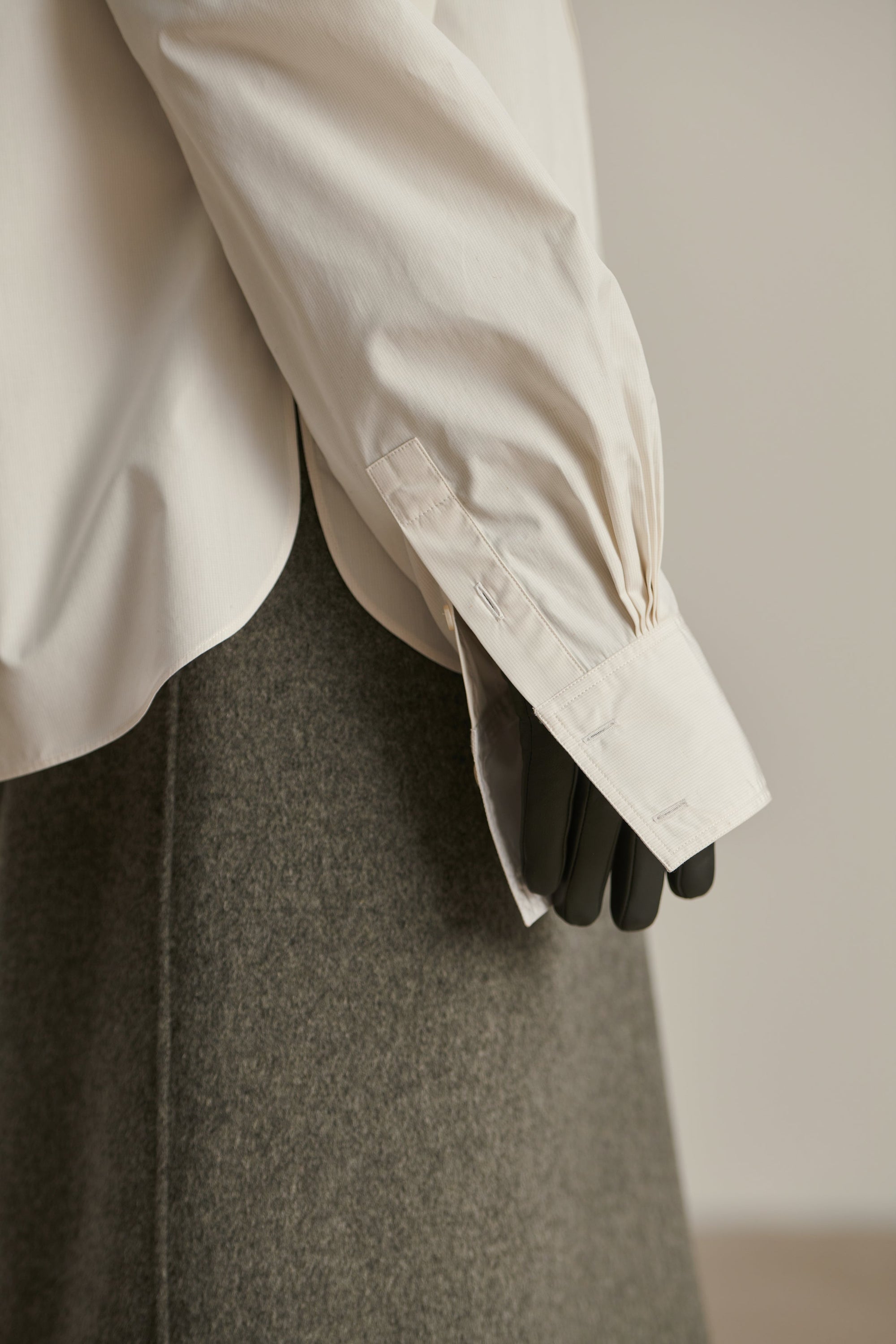 Cotton Bermuda Shirt - Grey Green & White
