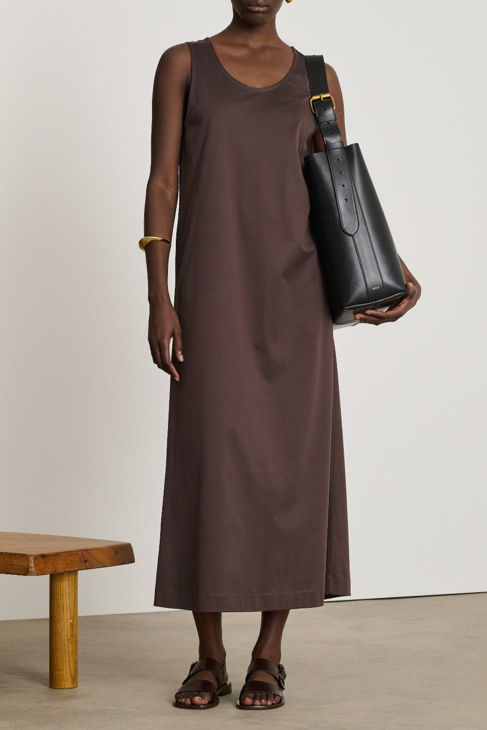 Delia cotton maxi dress - Brown