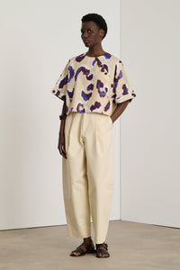 BEIGE/AUBERGINE BLOUSE EDITH