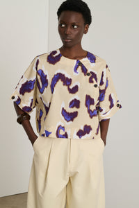 BEIGE/AUBERGINE BLOUSE EDITH