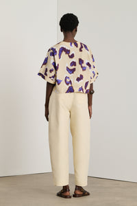 BEIGE/AUBERGINE BLOUSE EDITH