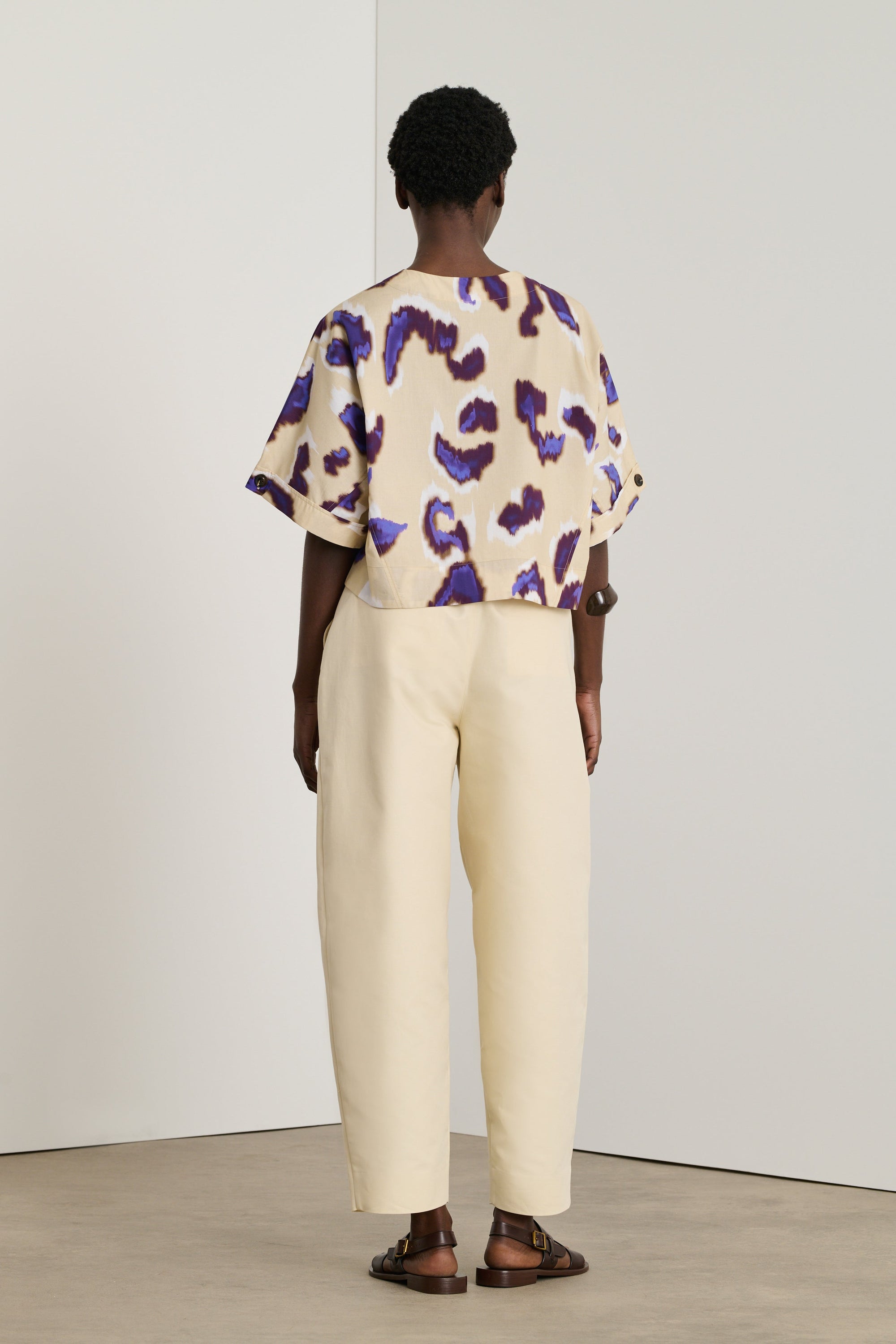 BEIGE/AUBERGINE BLOUSE EDITH
