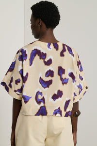 BEIGE/AUBERGINE BLOUSE EDITH