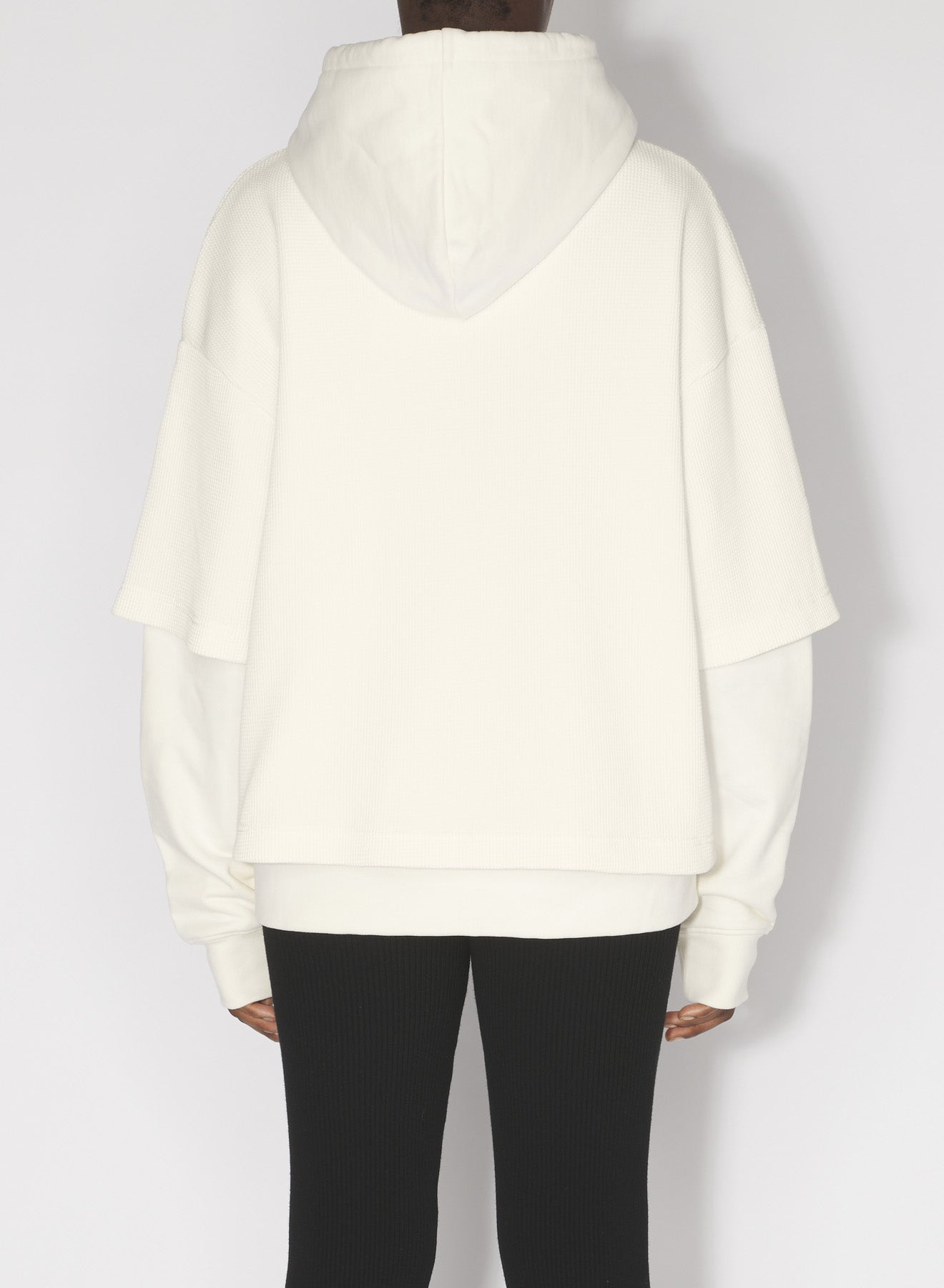 Sweat à capuche oversize Waffle en coton - Écru