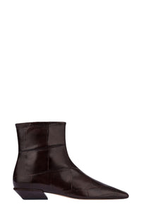 Bottines Bettina en cuir embossé - Rouge Noir