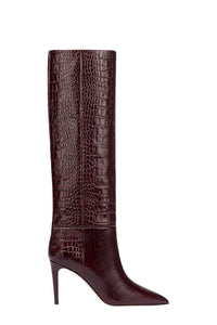 Bottes Stiletto 85 en cuir embossé - Rouge Noir
