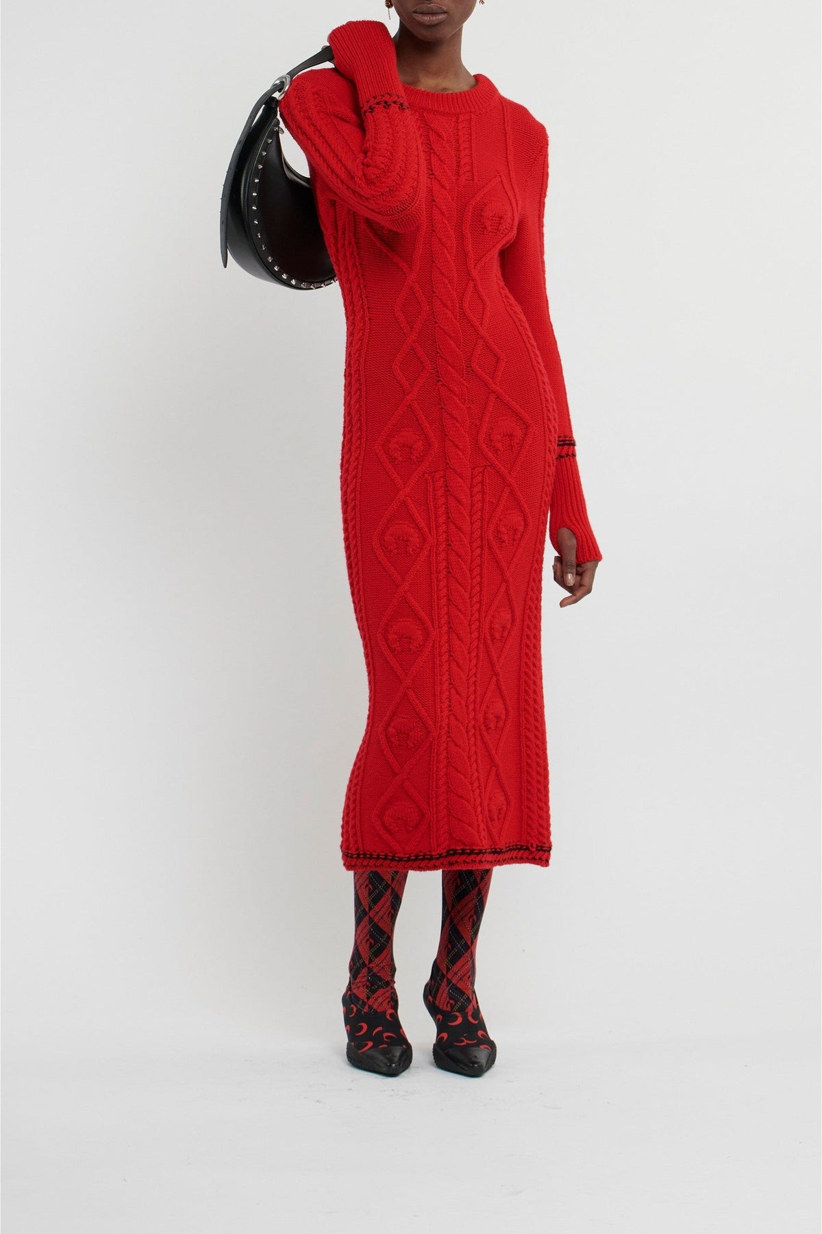 Robe longue en laine torsadée - Red