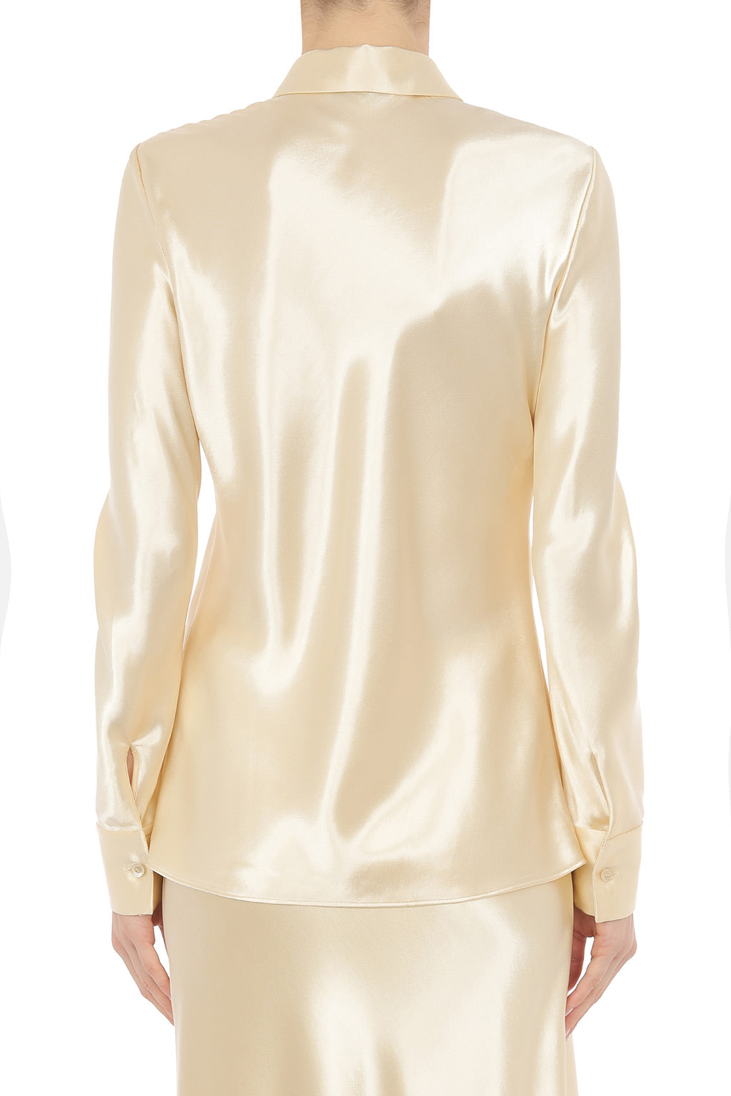 Chemise en satin à manches longues - Ivory