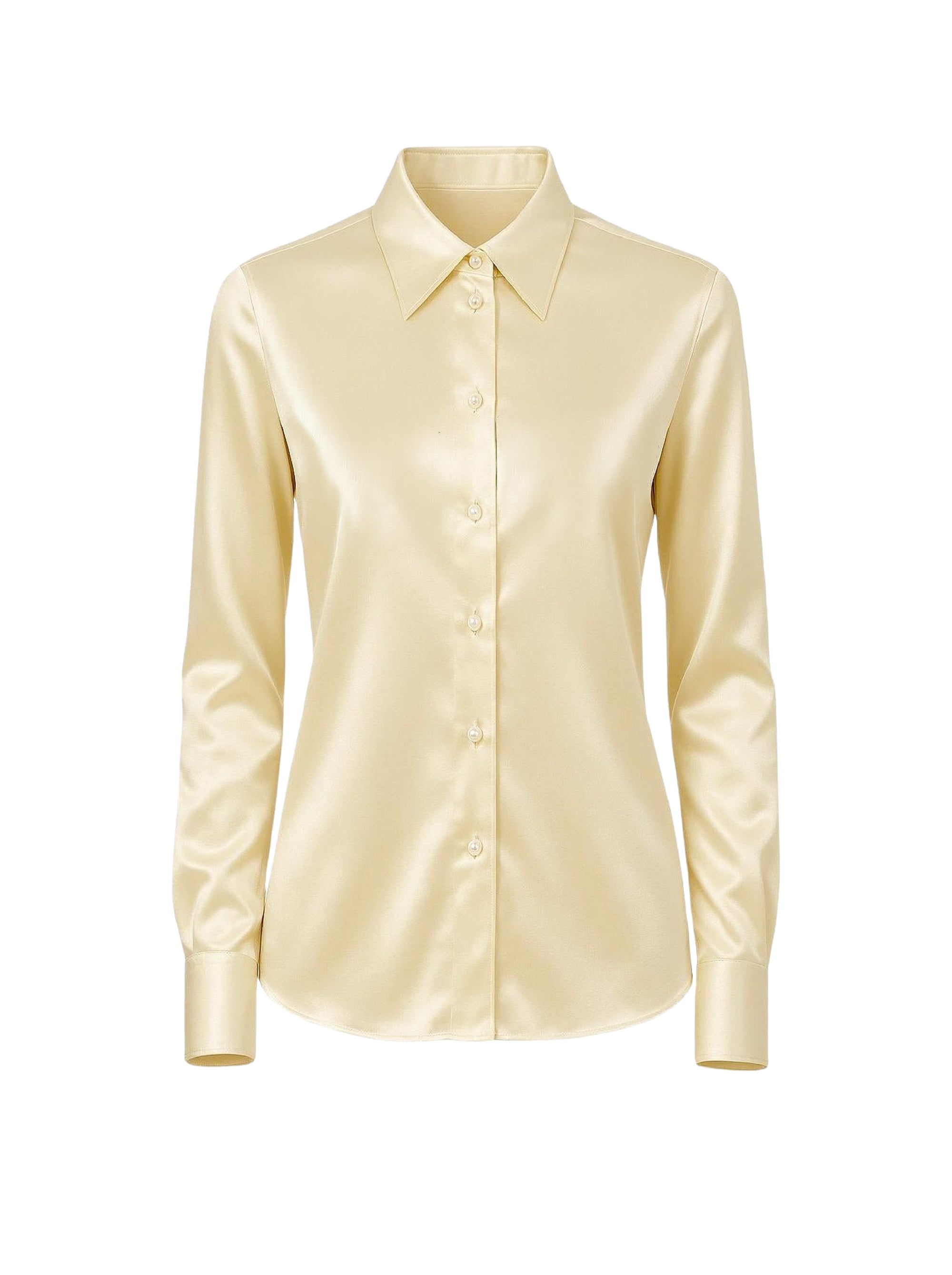 Chemise en satin à manches longues - Ivory