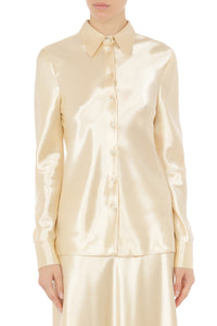 Chemise en satin à manches longues - Ivory