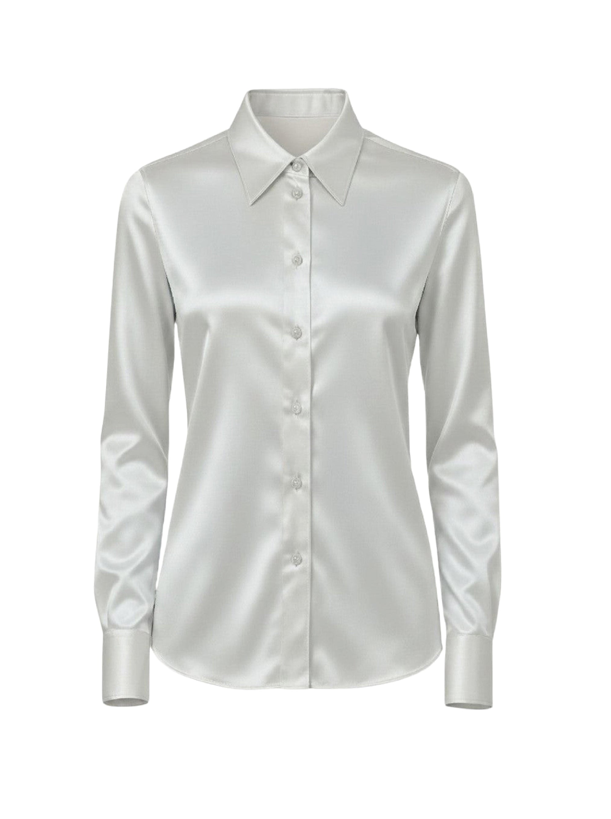 Long-sleeved satin shirt - Ice Grey