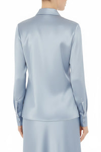 Long-sleeved satin shirt - Ice Grey