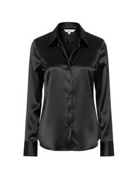 Chemise en satin à manches longues - Black