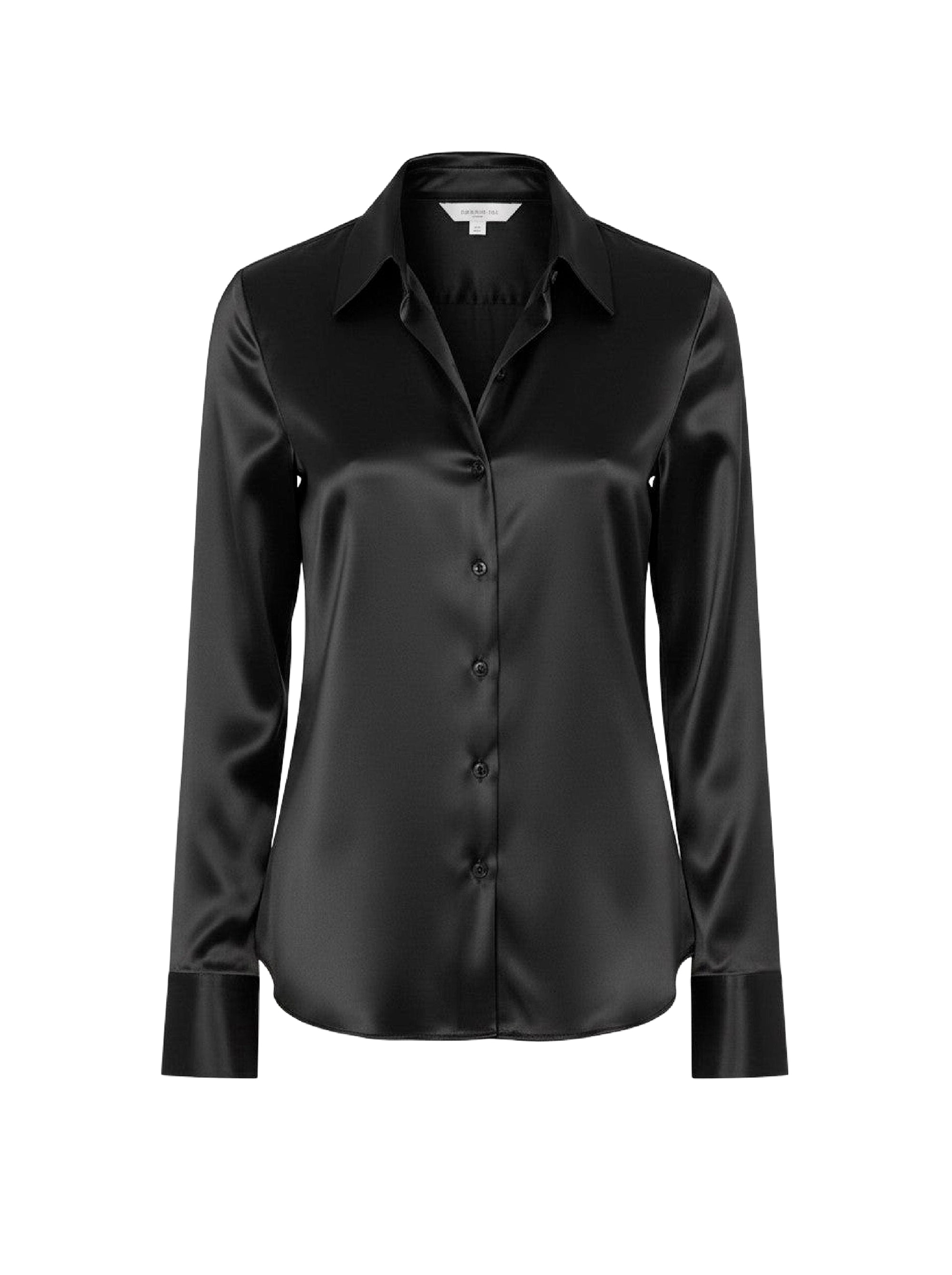 Chemise en satin à manches longues - Black