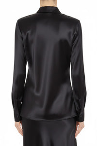Chemise en satin à manches longues - Black