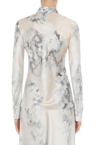 Chemise en satin lavé avec imprimé dégradé - Fantasy White