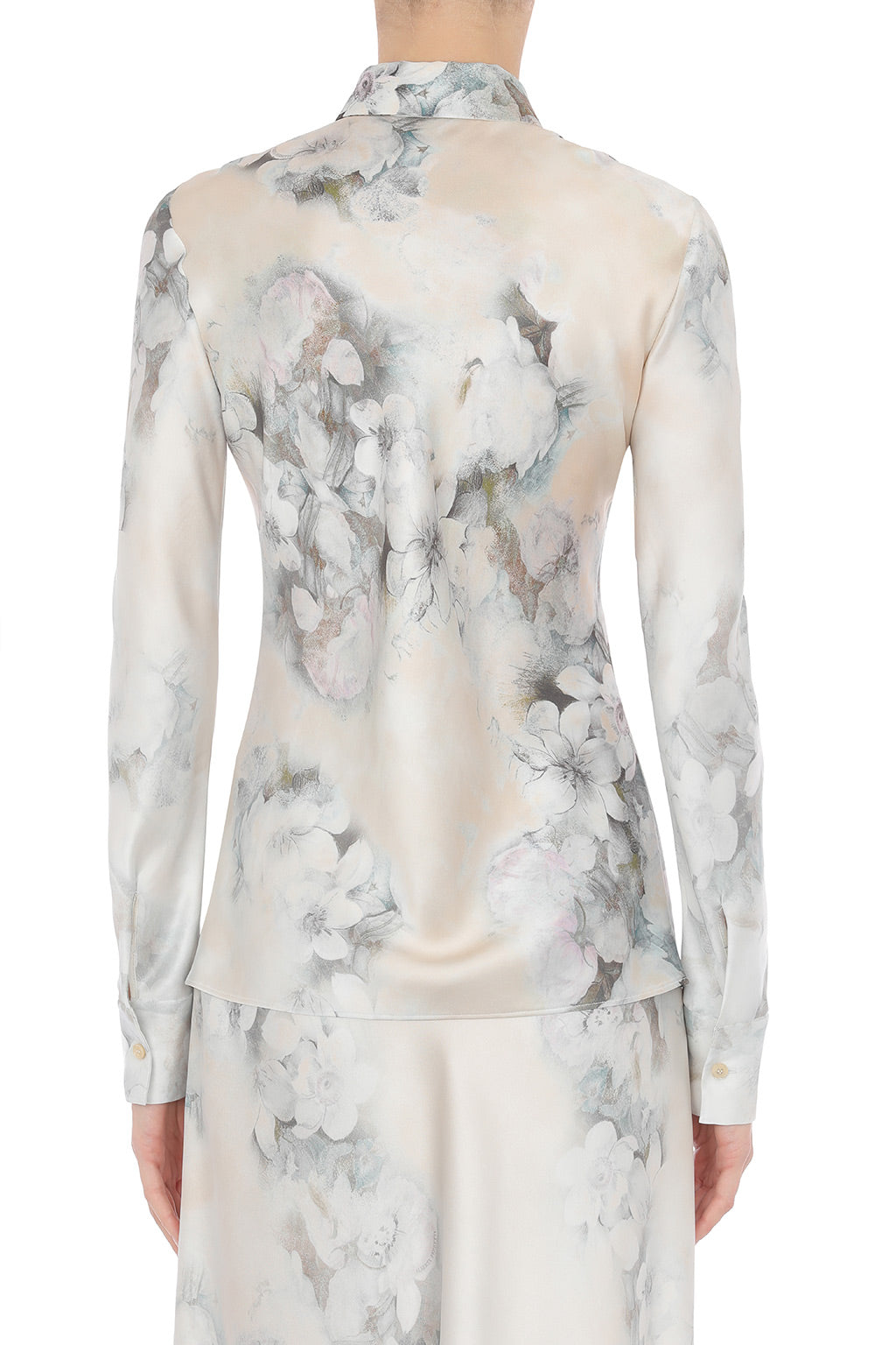 Chemise en satin lavé avec imprimé dégradé - Fantasy White