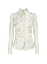Chemise en satin lavé avec imprimé dégradé - Fantasy White