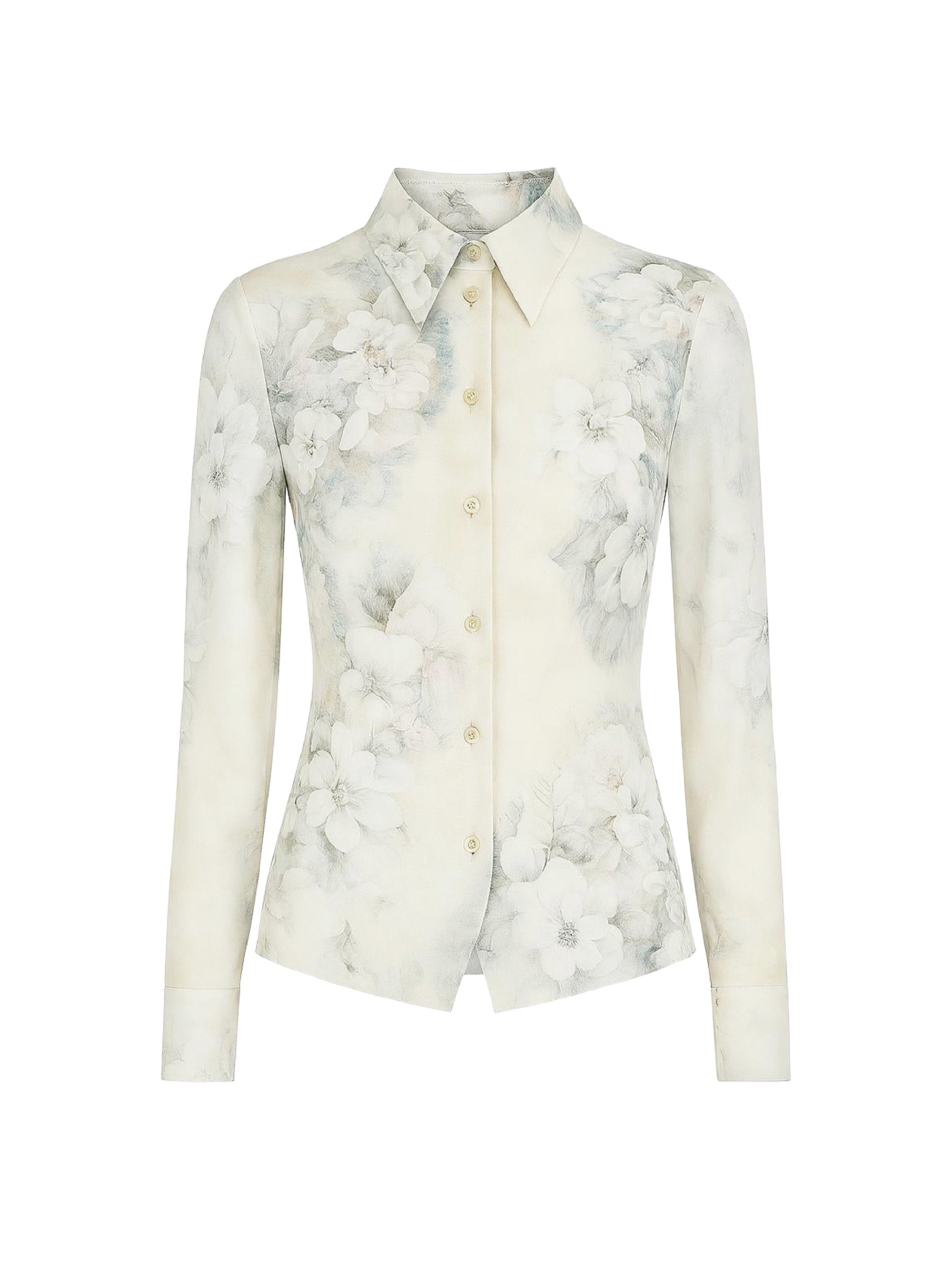 Chemise en satin lavé avec imprimé dégradé - Fantasy White