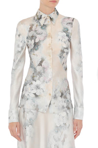 Chemise en satin lavé avec imprimé dégradé - Fantasy White