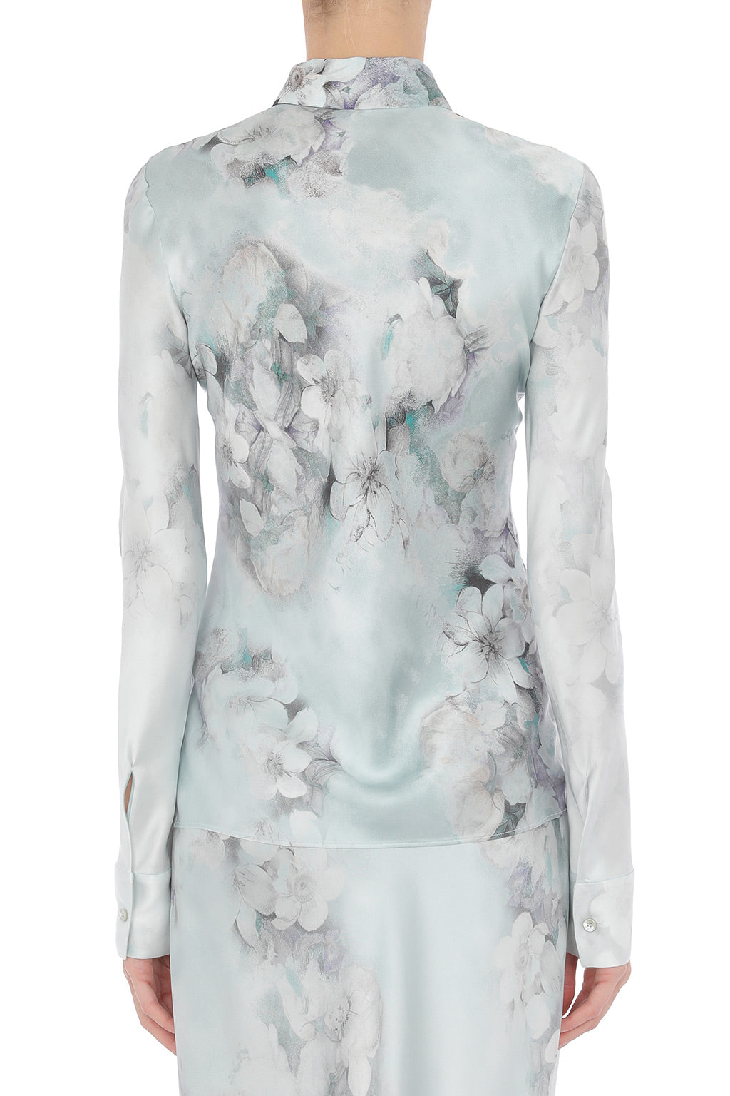 Chemise en satin lavé avec imprimé dégradé - Fantasy Ice Grey