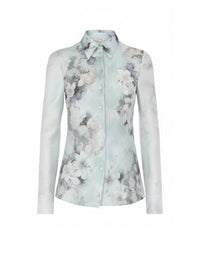 Chemise en satin lavé avec imprimé dégradé - Fantasy Ice Grey