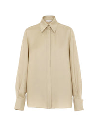 Chemise avec patte de boutonnage cachée en soie - Beige