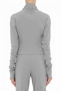 Chemise en laine extensible avec franges en perles - Grey