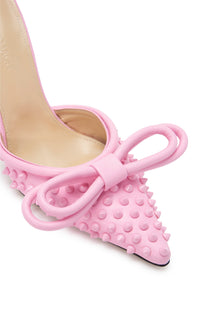Studded Double Bow slingbacks 100 in leather - Baby Pink