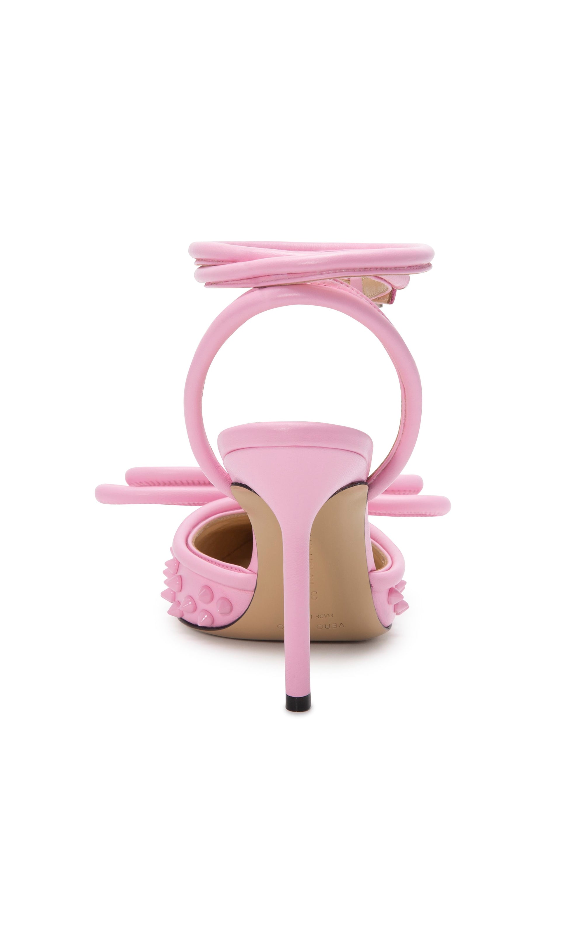 Studded Double Bow slingbacks 100 in leather - Baby Pink