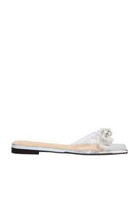 Double Bow rhinestone mules - Clear