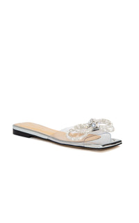 Double Bow rhinestone mules - Clear