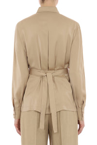 Shirt with tie belt - Beige