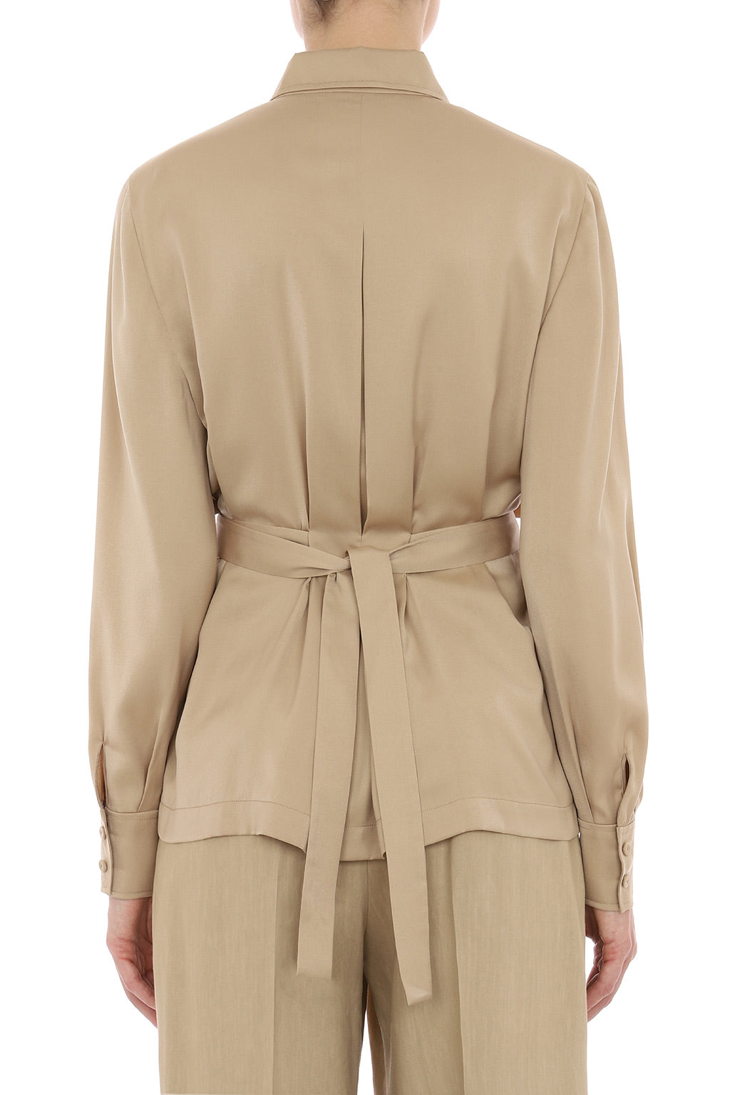 Shirt with tie belt - Beige