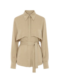Shirt with tie belt - Beige